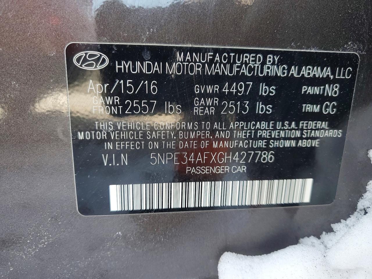2016 HYUNDAI SONATA