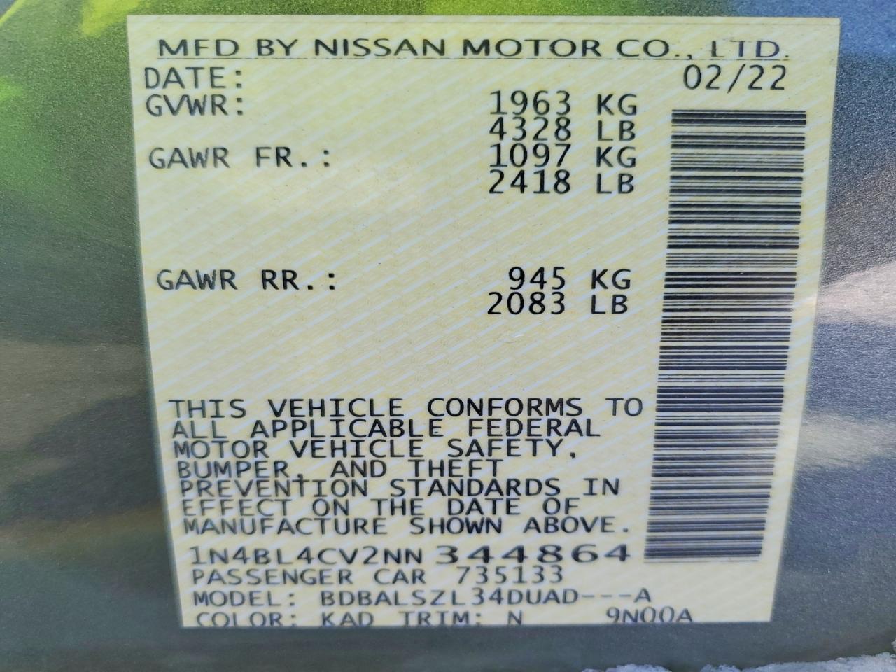 2022 NISSAN ALTIMA