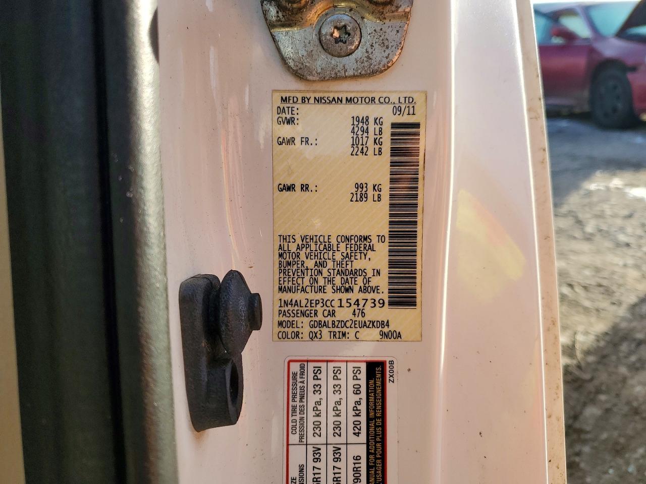 2012 NISSAN ALTIMA