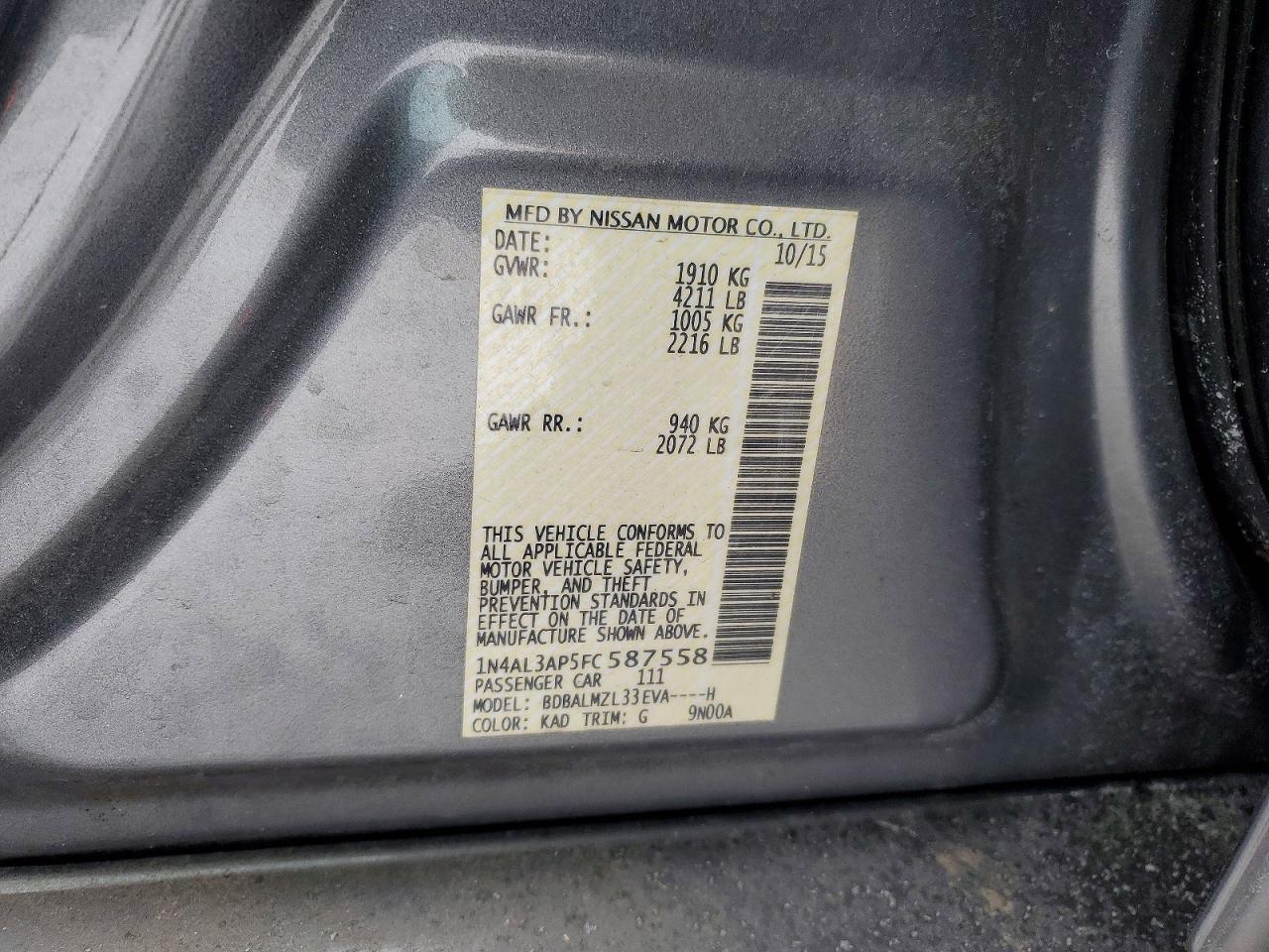 2015 NISSAN ALTIMA