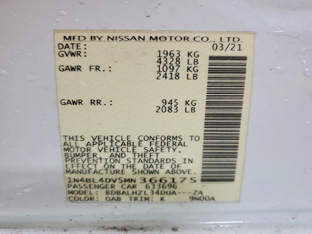 2021 NISSAN ALTIMA