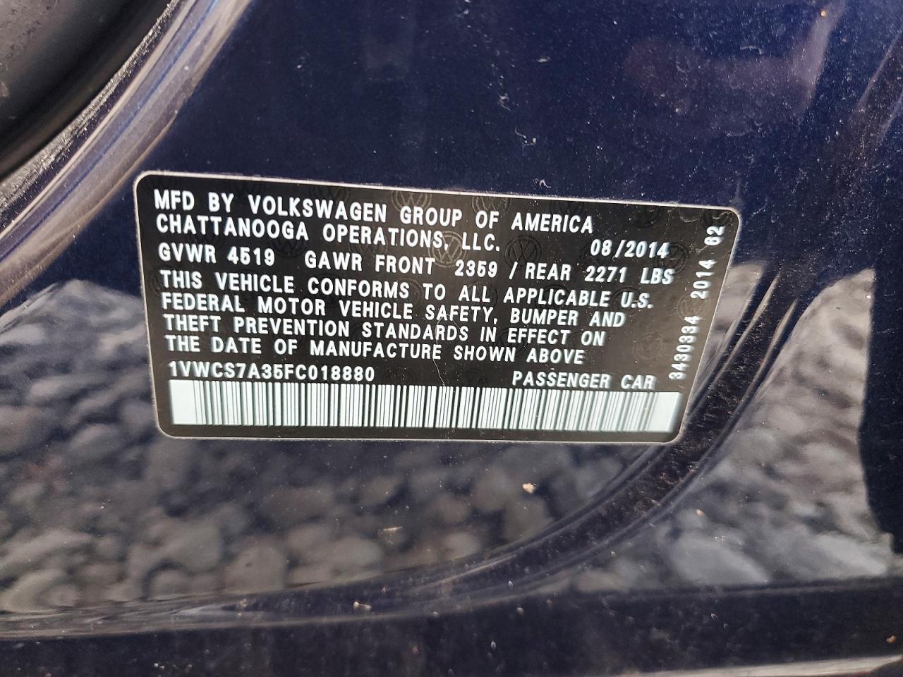 2015 VOLKSWAGEN Passat