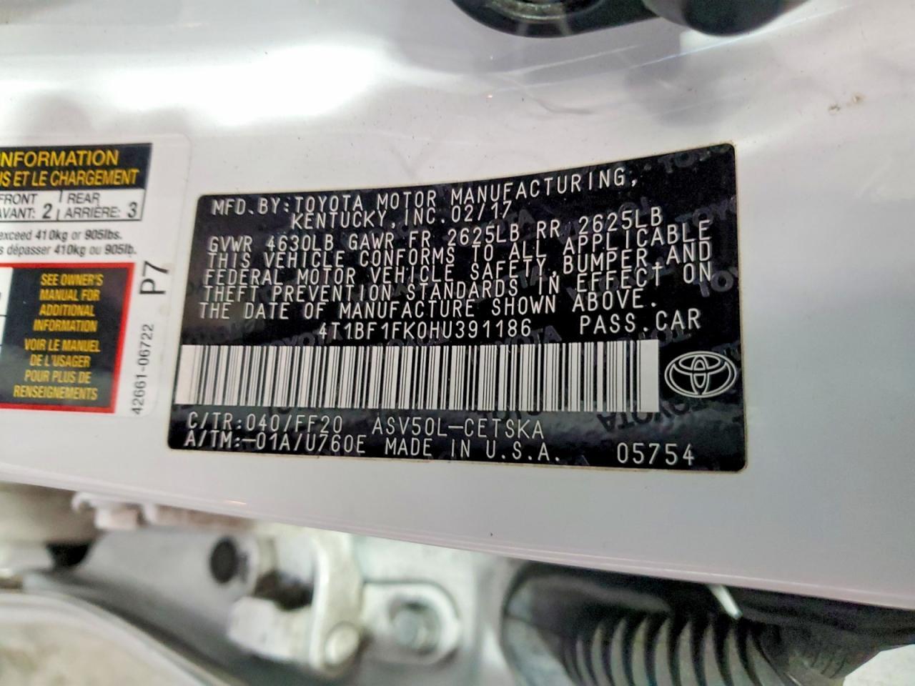 2017 TOYOTA CAMRY