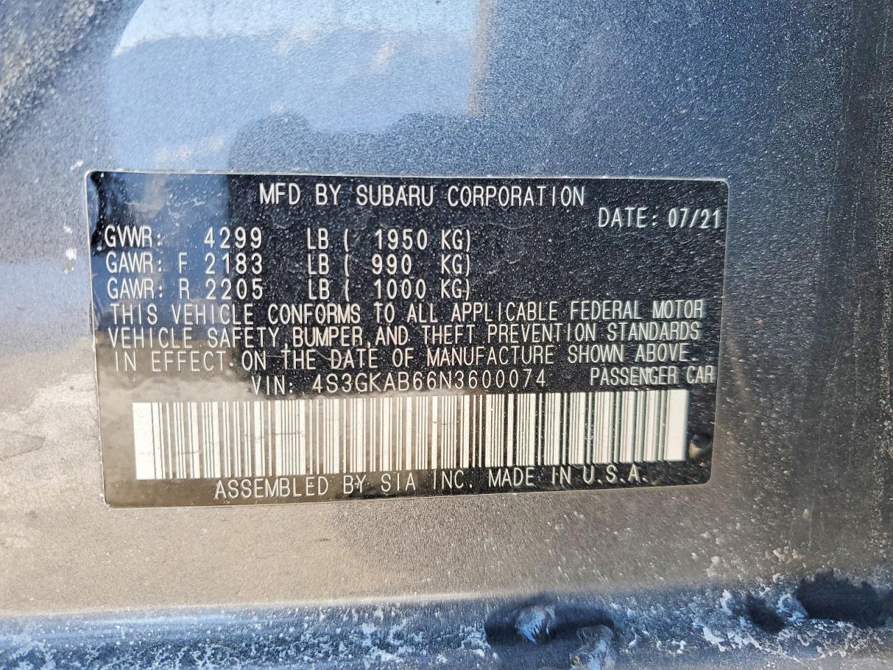 2022 SUBARU IMPREZA