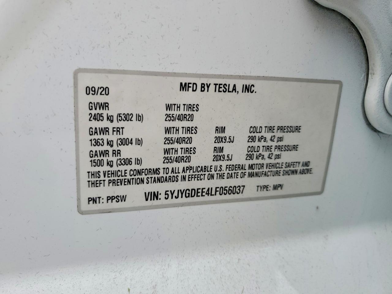 2020 TESLA MODEL Y