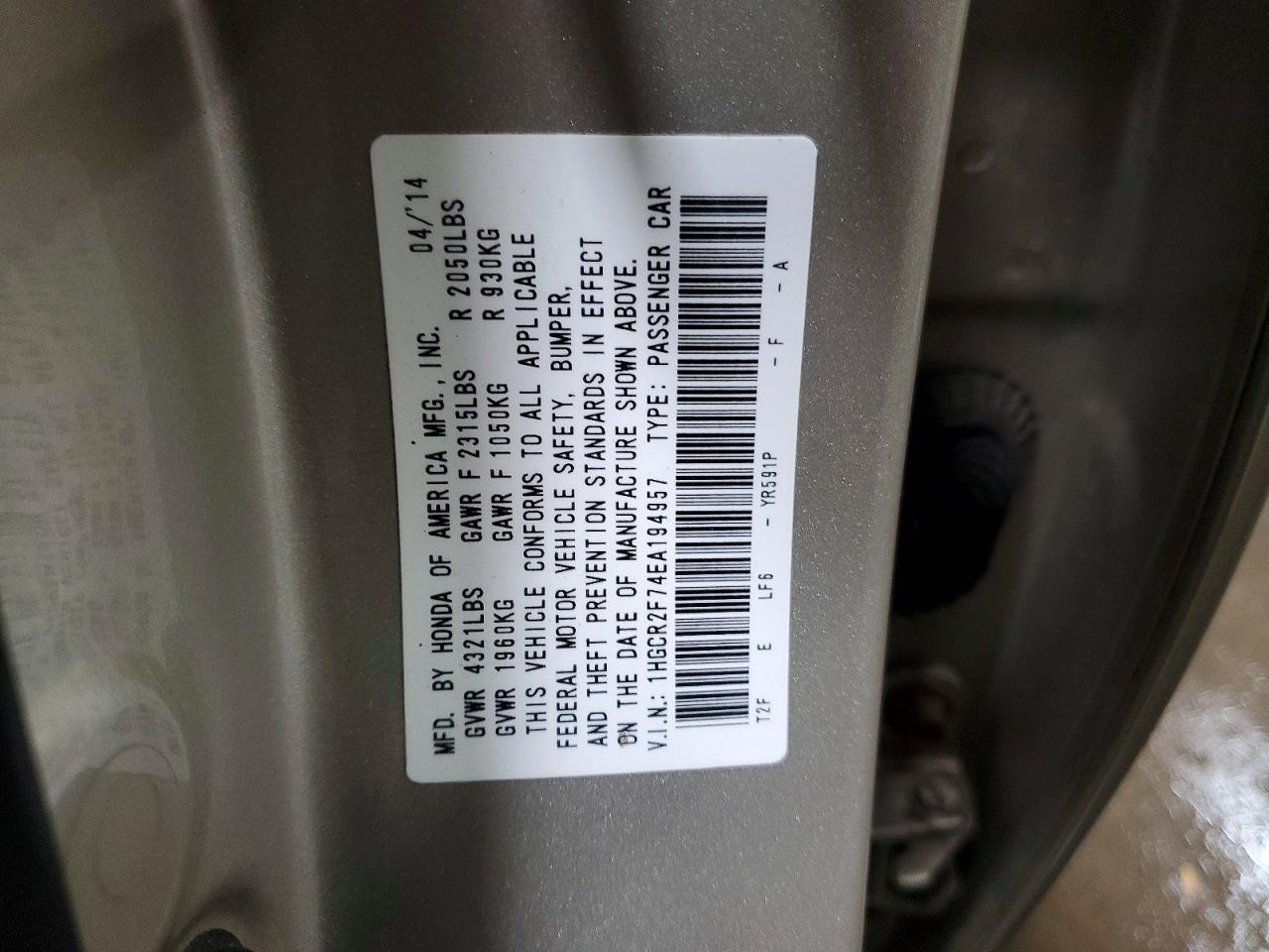 2014 HONDA ACCORD