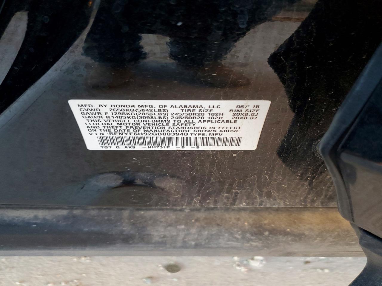 2016 HONDA PILOT