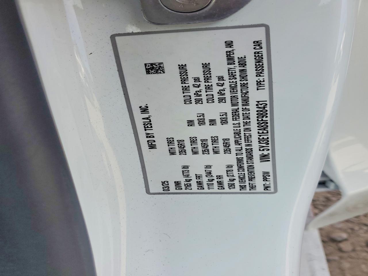 2025 TESLA MODEL 3