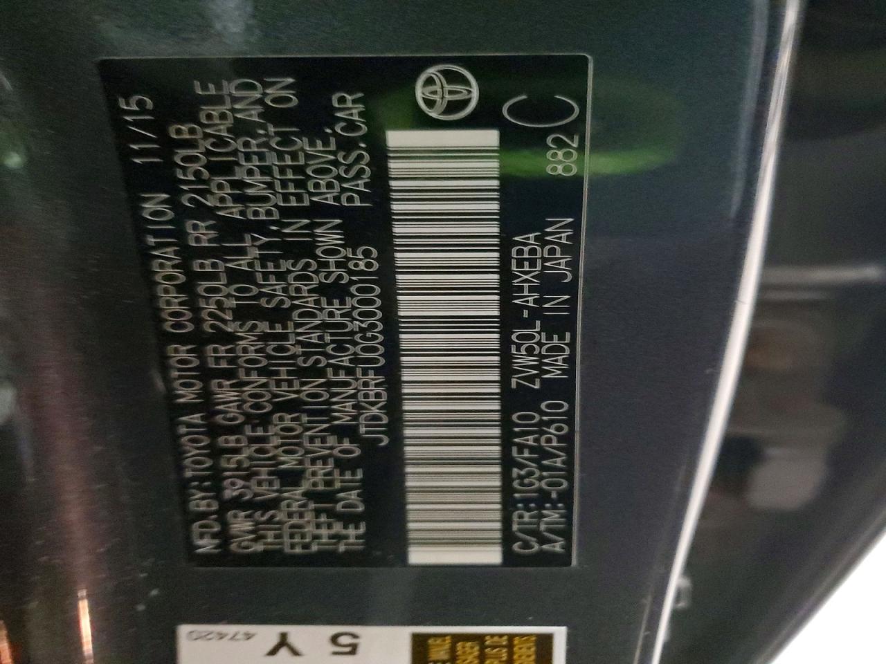 2016 TOYOTA PRIUS