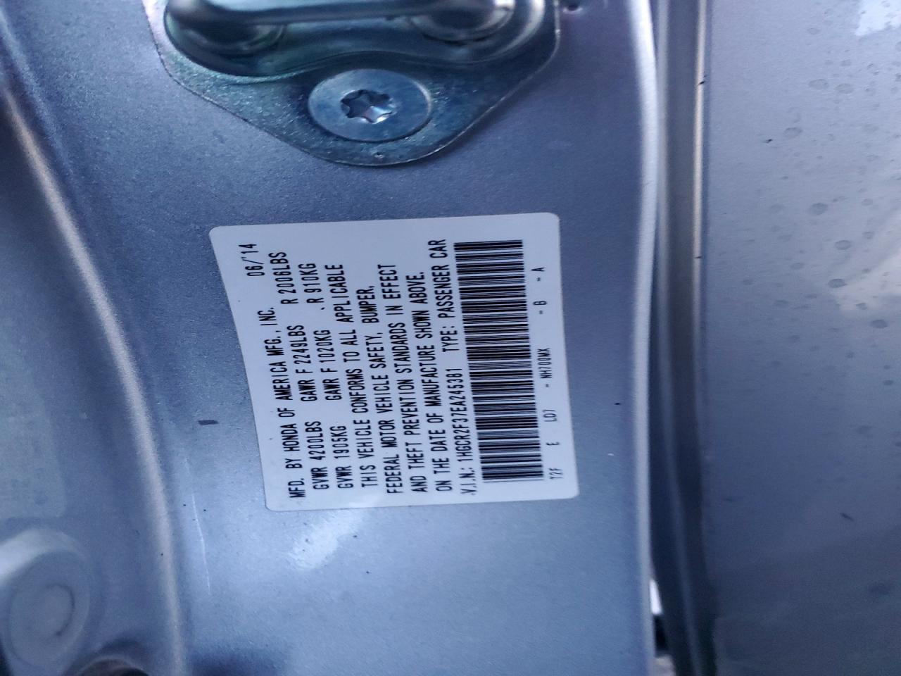 2014 HONDA ACCORD