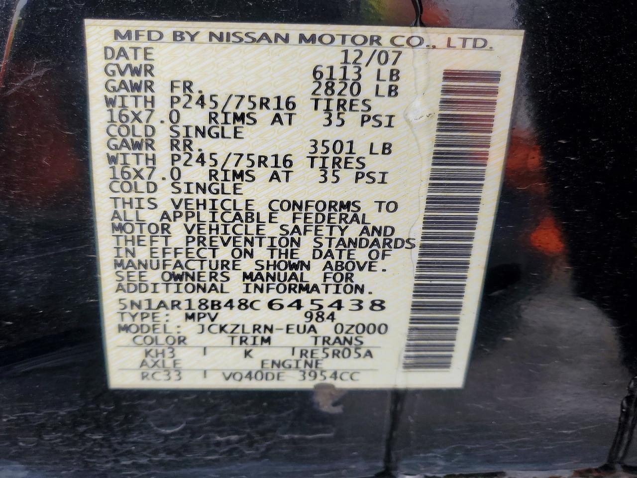 2008 NISSAN PATHFINDER