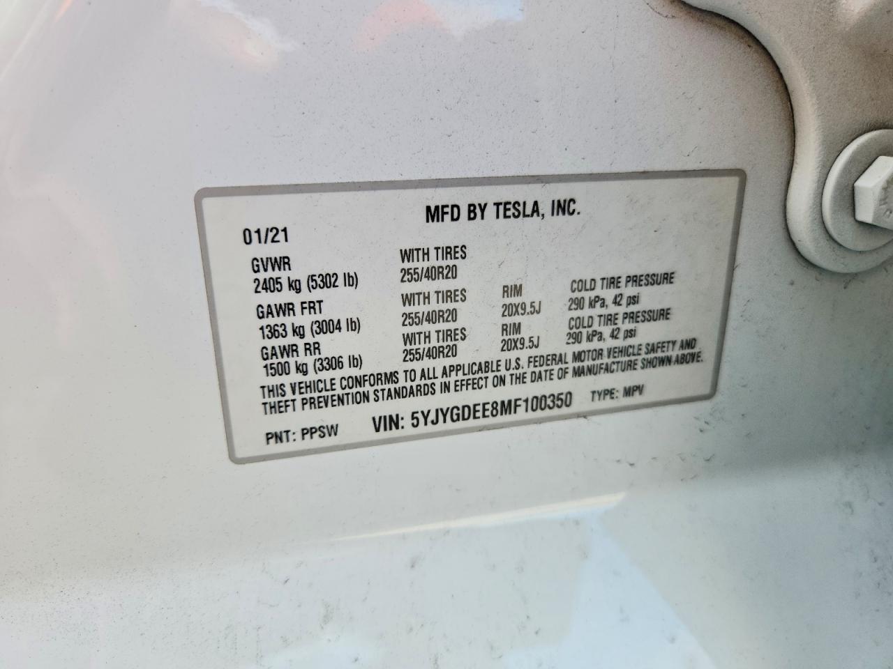 2021 TESLA MODEL Y