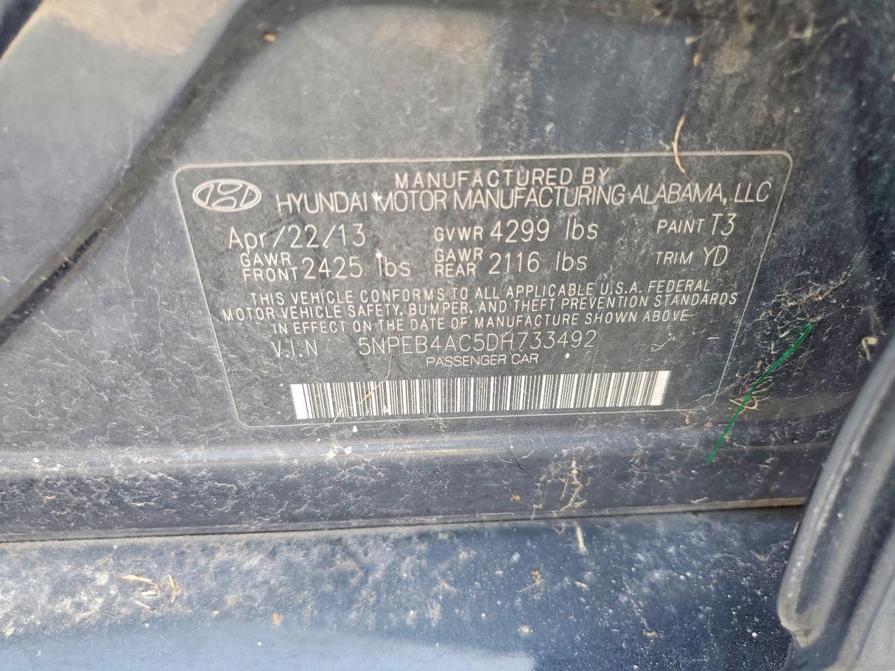 2013 HYUNDAI SONATA