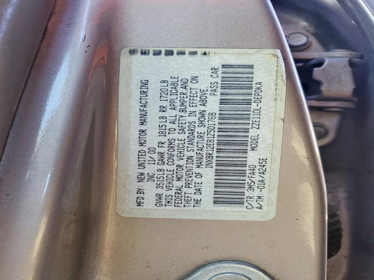 2001 TOYOTA COROLLA