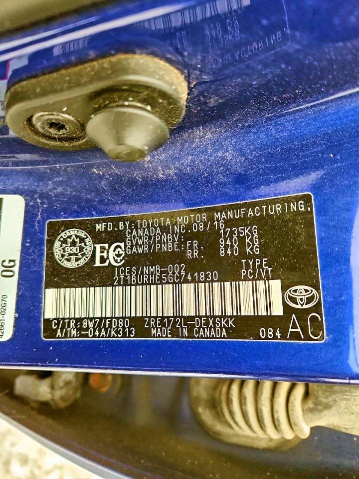2016 TOYOTA COROLLA