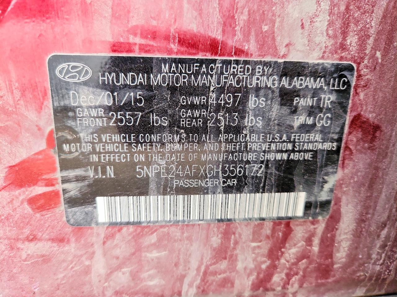 2016 HYUNDAI SONATA