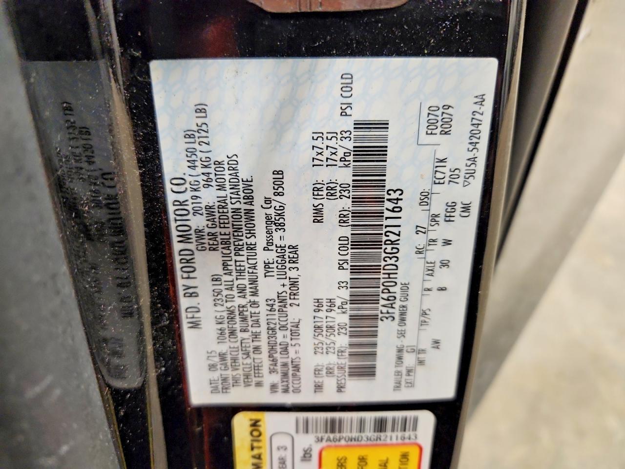 2016 FORD FUSION