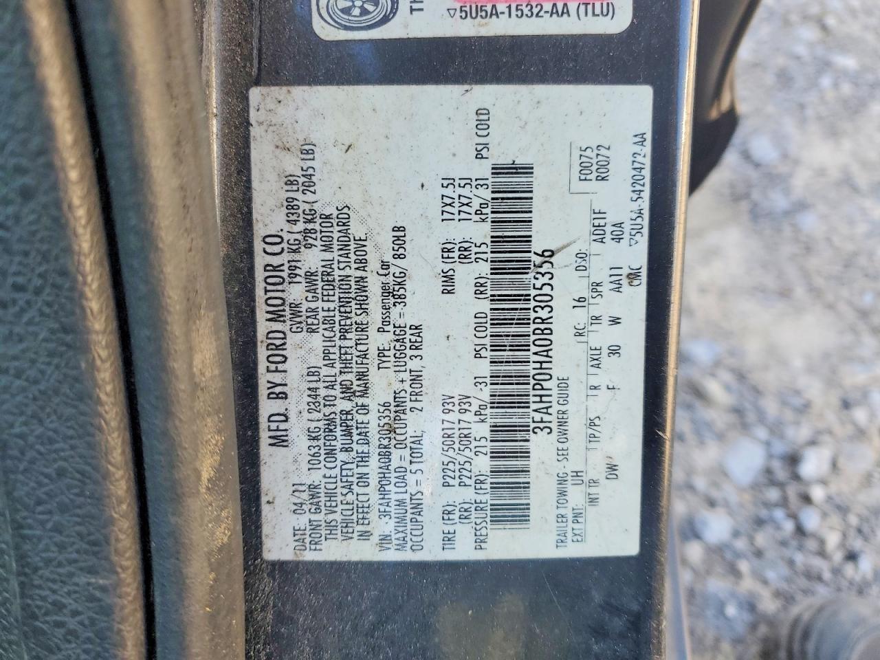 2011 FORD FUSION