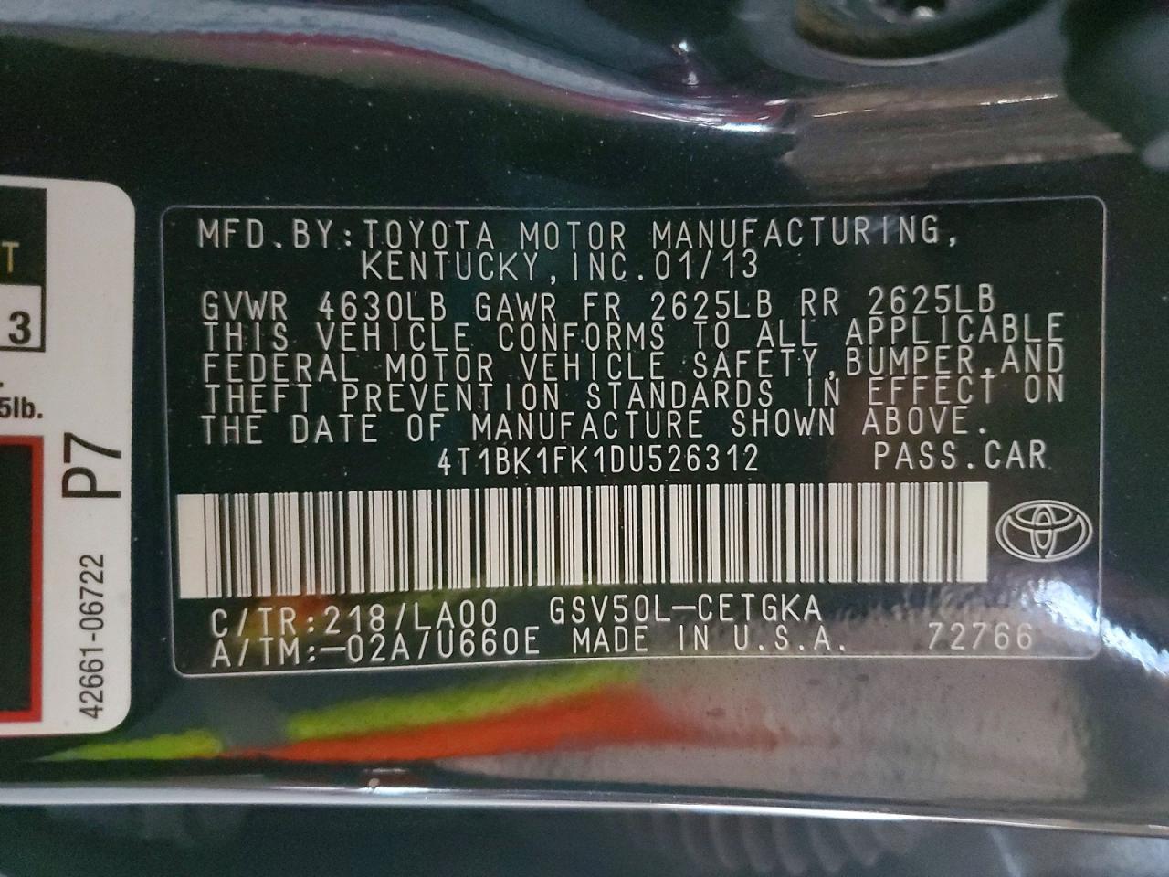 2013 TOYOTA CAMRY