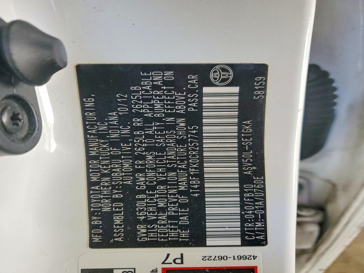 2012 TOYOTA CAMRY