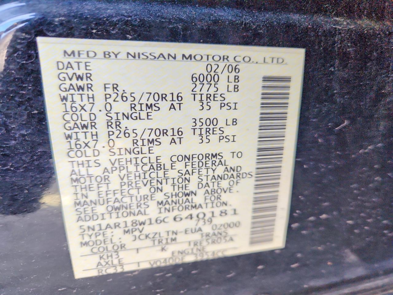 2006 NISSAN PATHFINDER