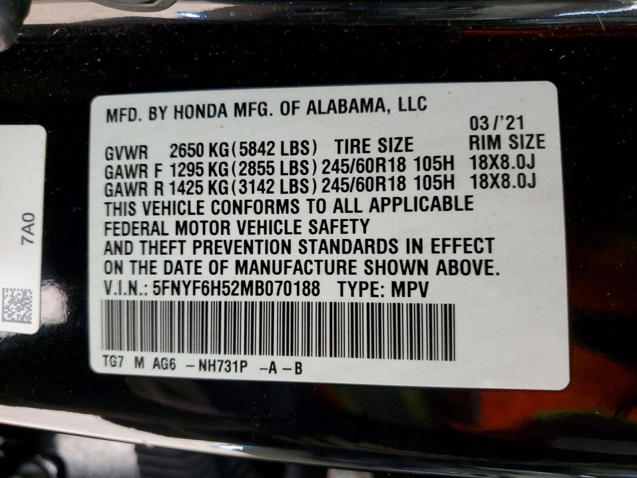 2021 HONDA PILOT