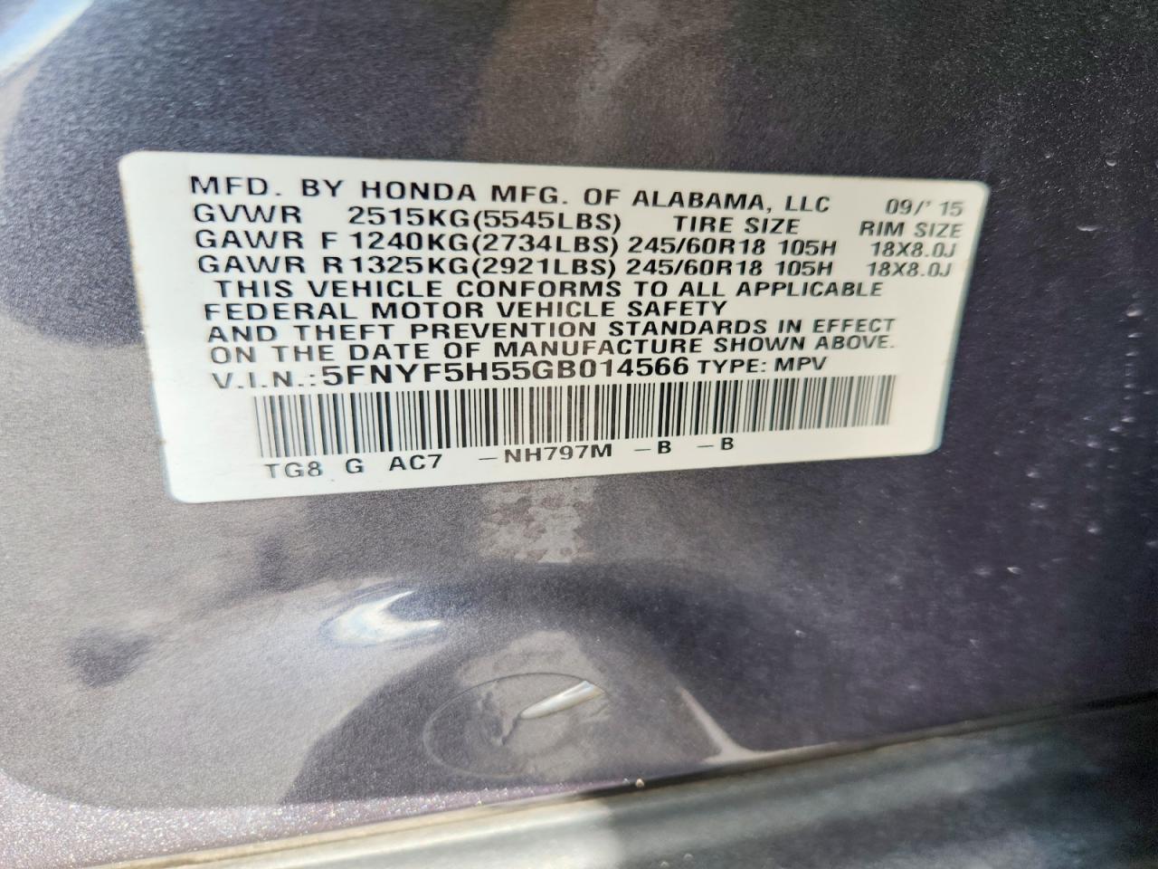 2016 HONDA PILOT