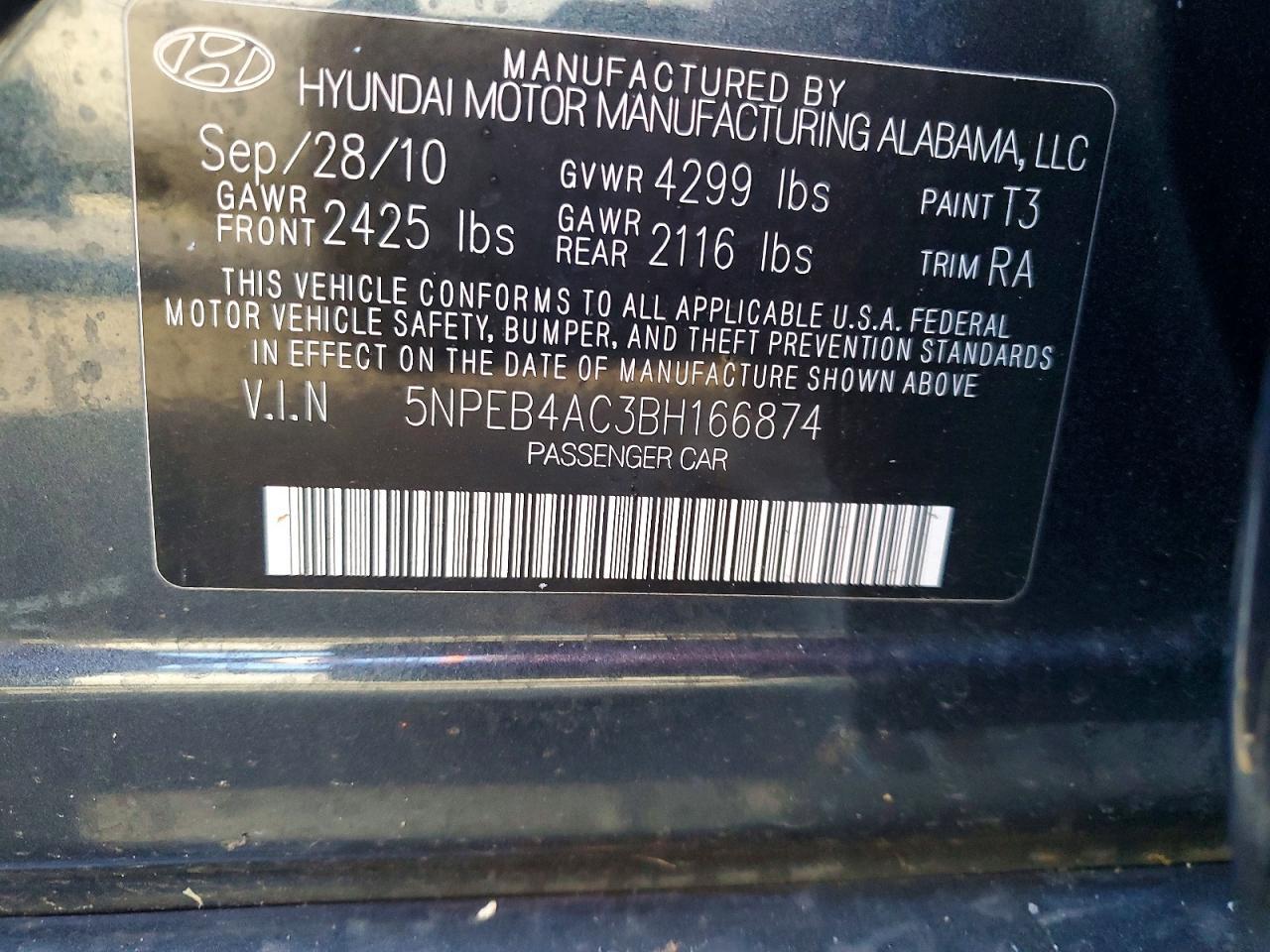 2011 HYUNDAI SONATA