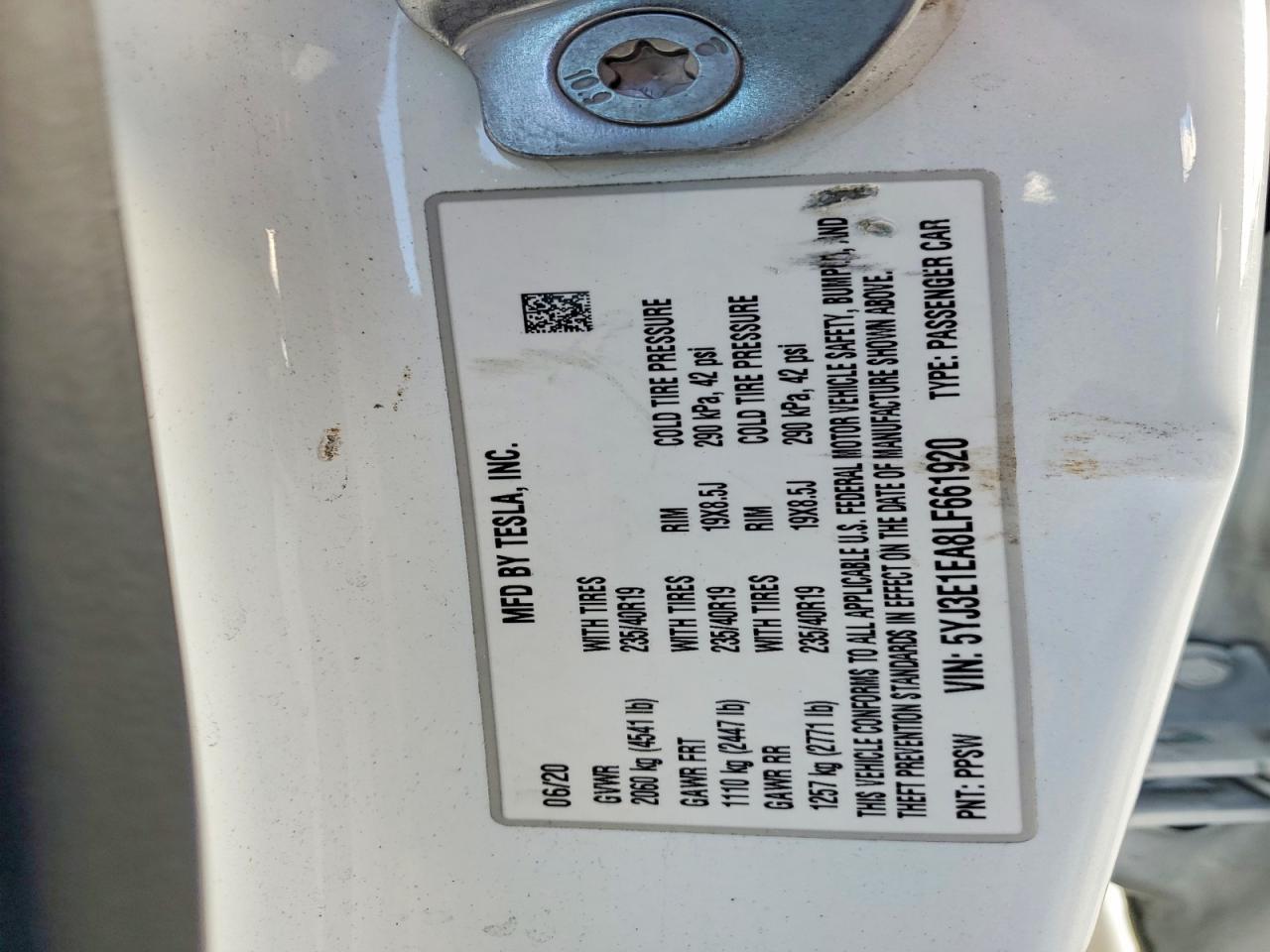 2020 TESLA MODEL 3