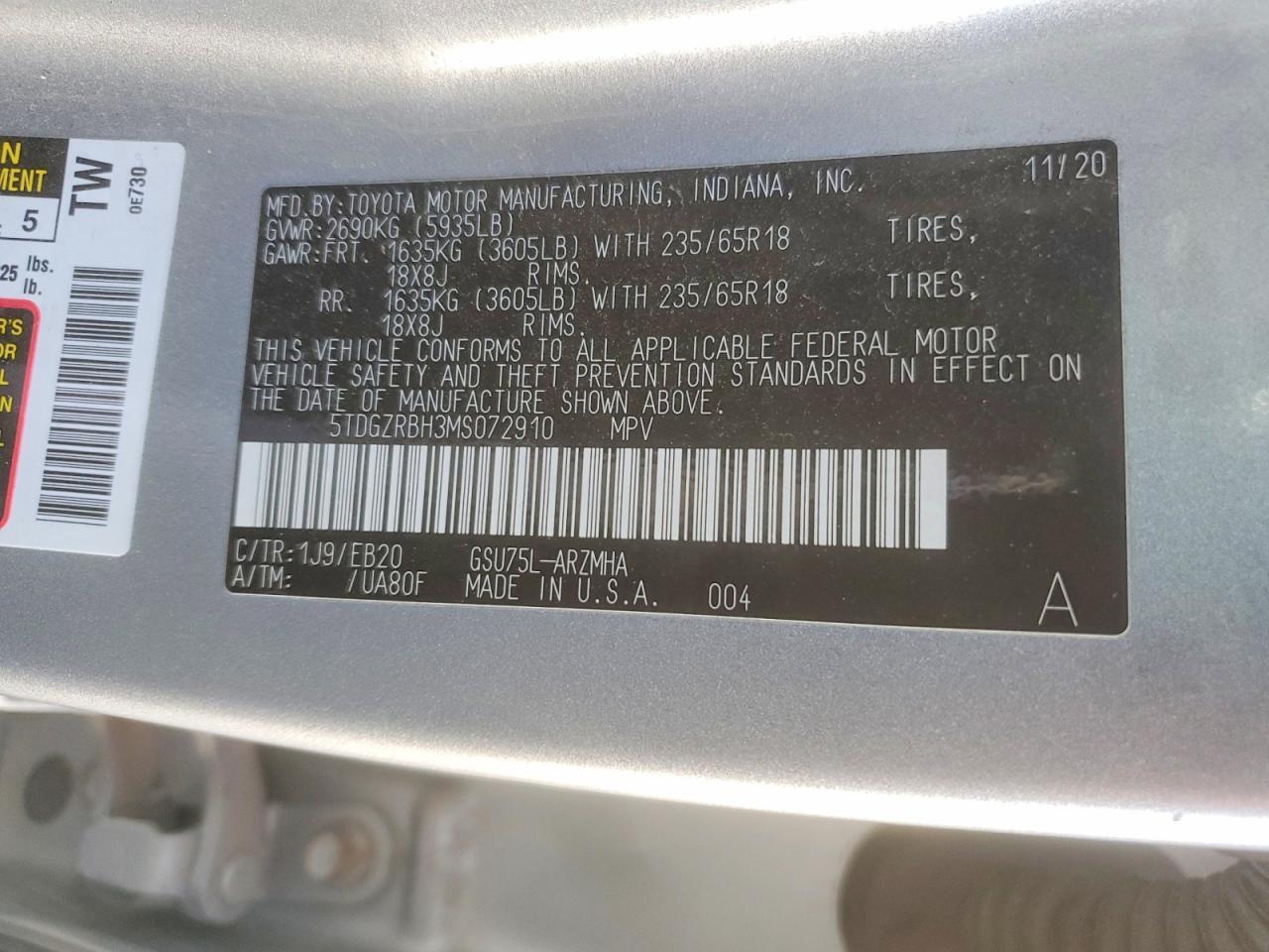 2021 TOYOTA HIGHLANDER