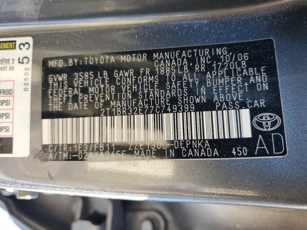 2007 TOYOTA COROLLA