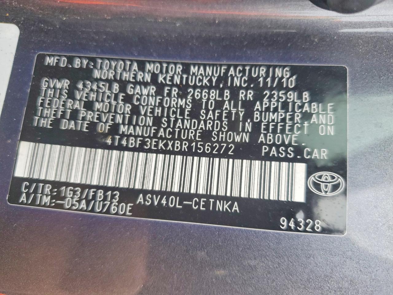 2011 TOYOTA CAMRY