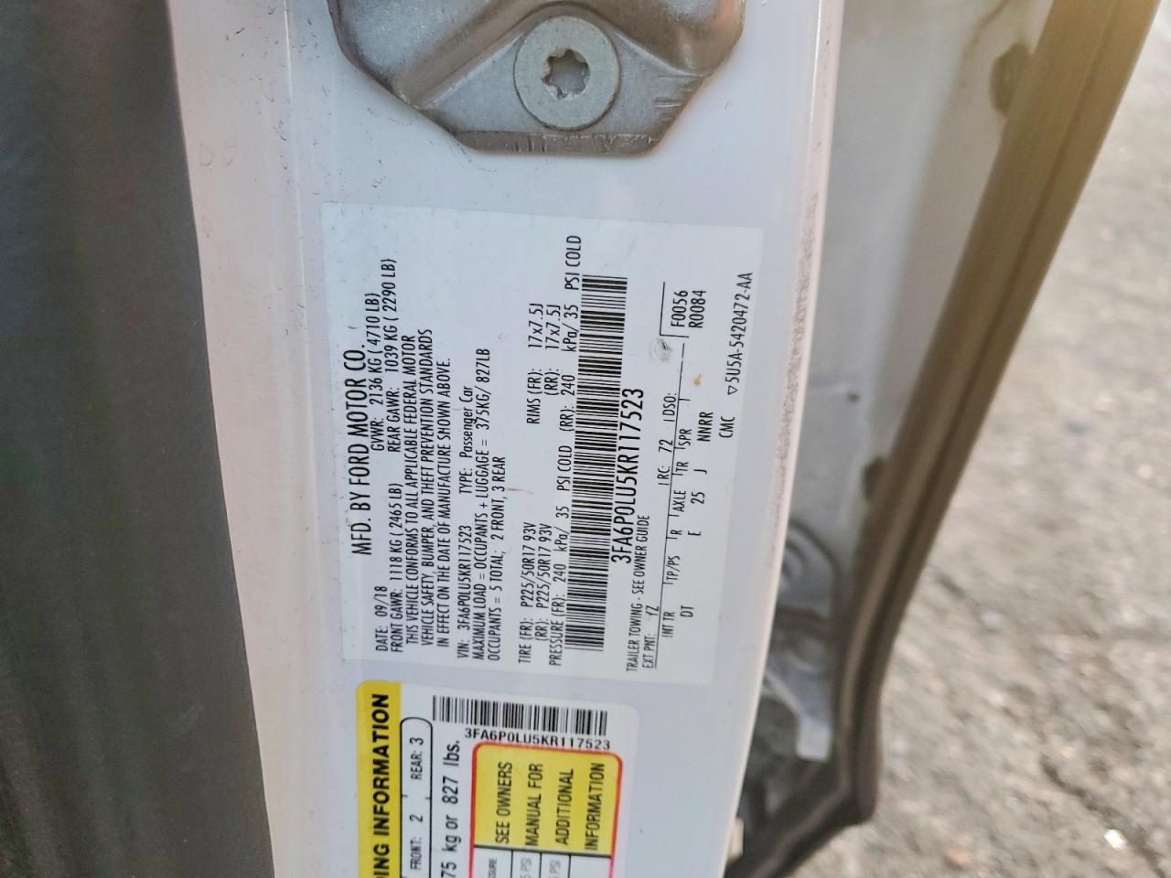 2019 FORD FUSION