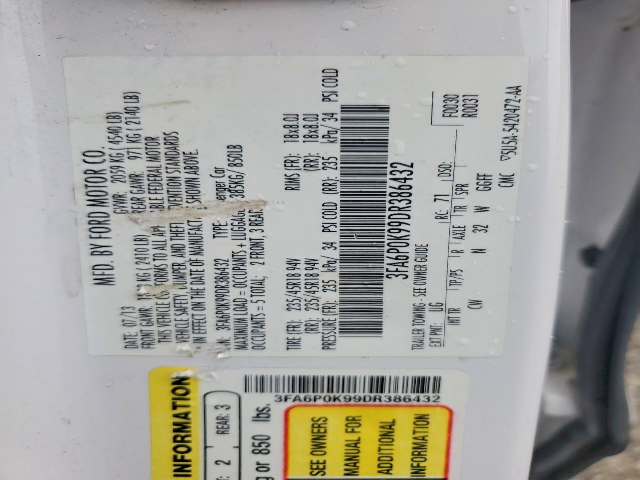 2013 FORD FUSION