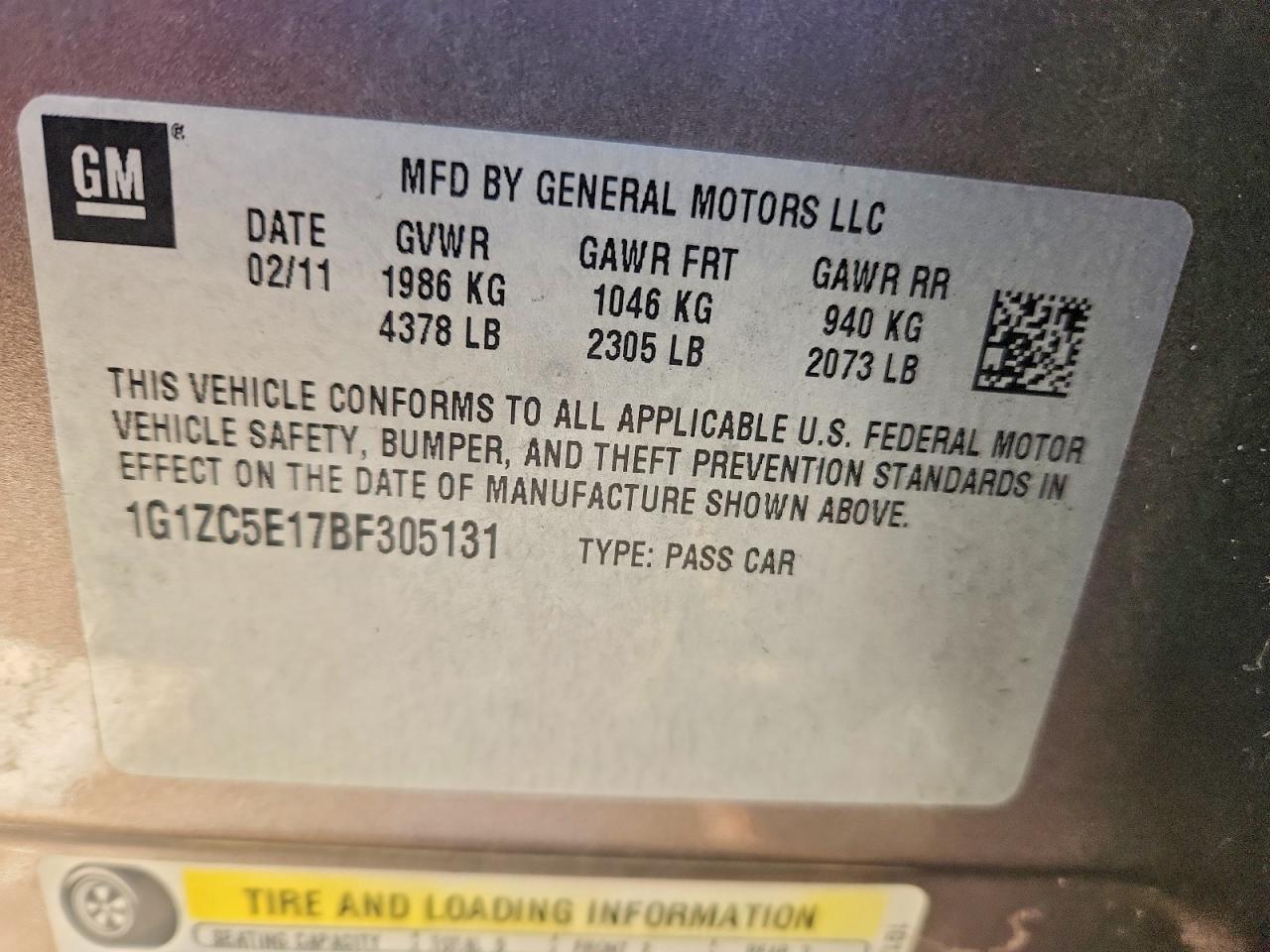 2011 CHEVROLET MALIBU