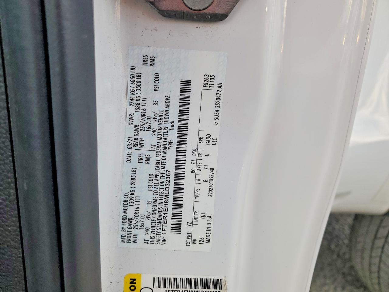 2021 FORD RANGER