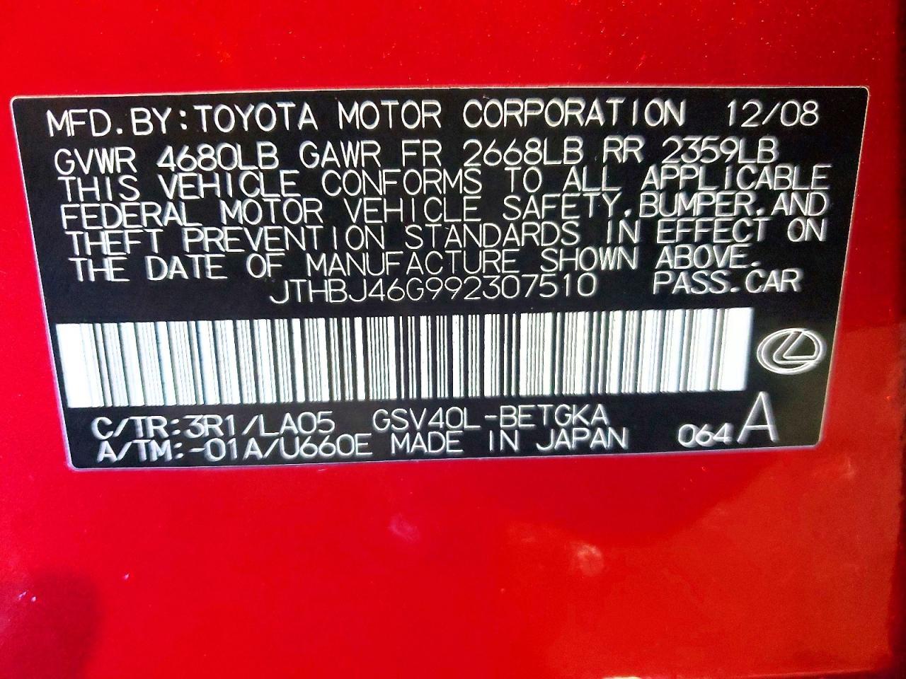 2009 LEXUS ES 350