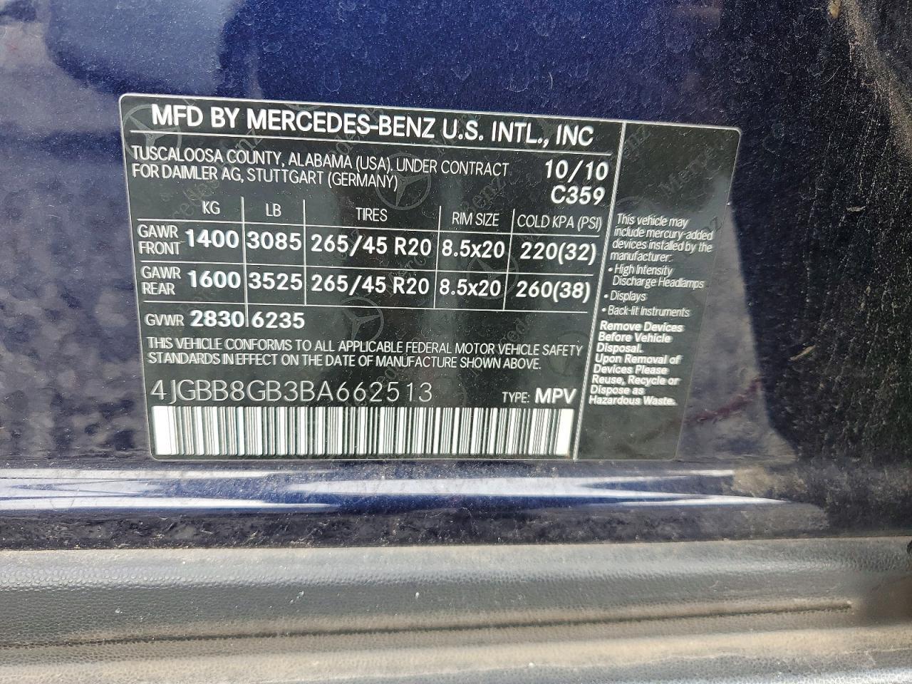 2011 MERCEDES-BENZ ML-Class
