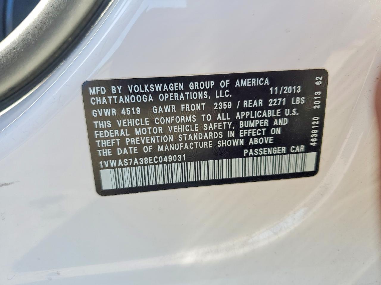 2014 VOLKSWAGEN Passat