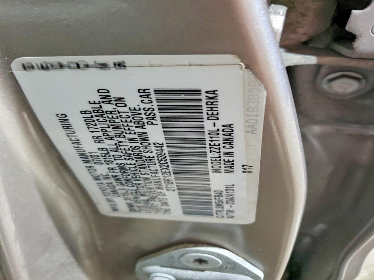 2002 TOYOTA COROLLA