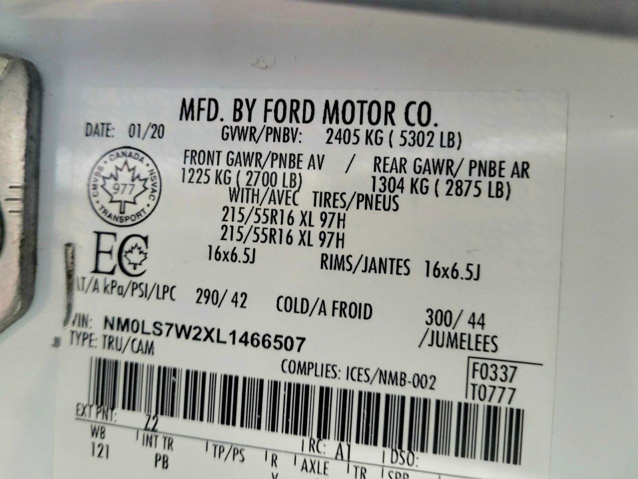 2020 FORD TRANSIT CONNECT