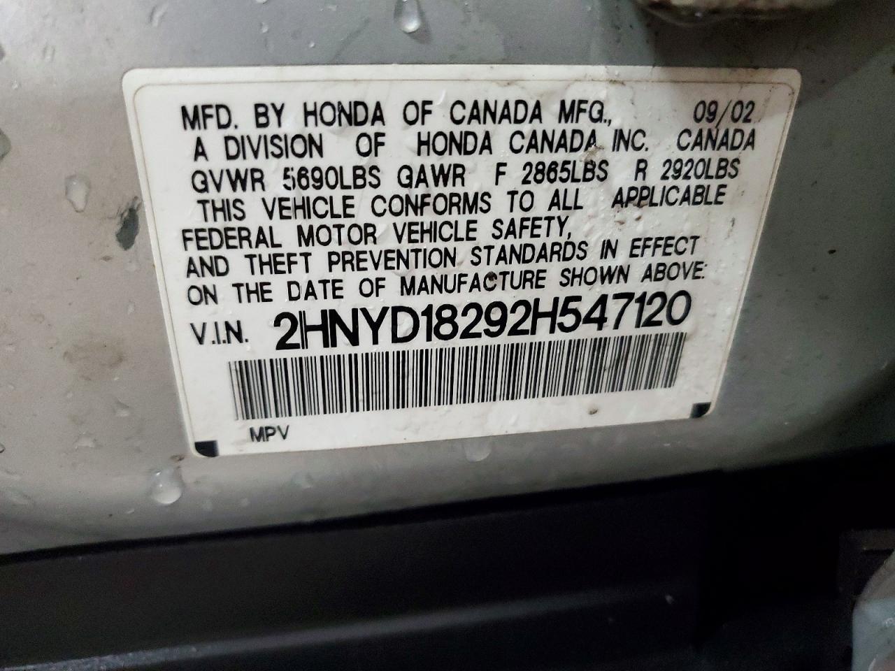 2002 ACURA MDX