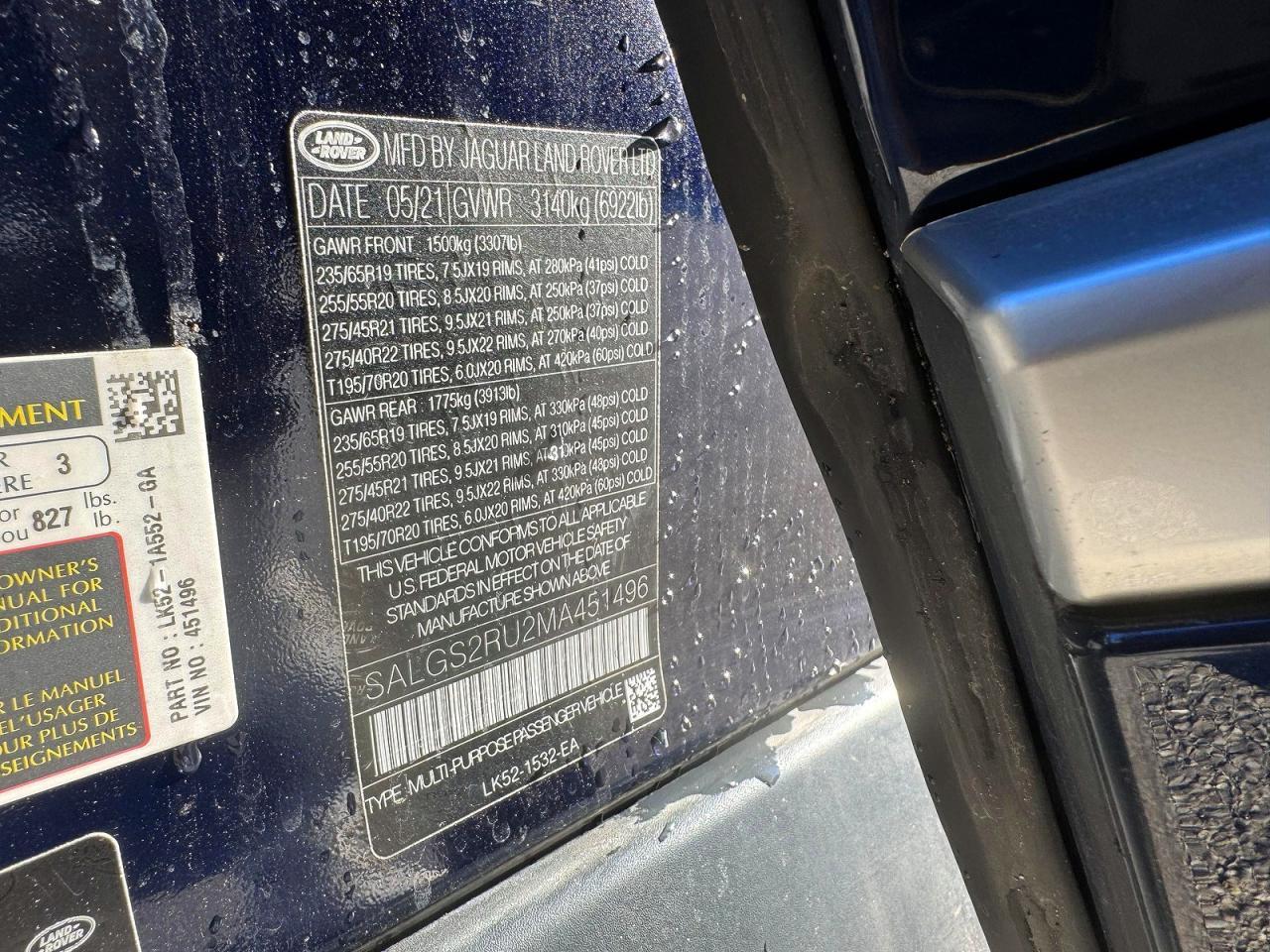 2021 LAND ROVER RANGE ROVER