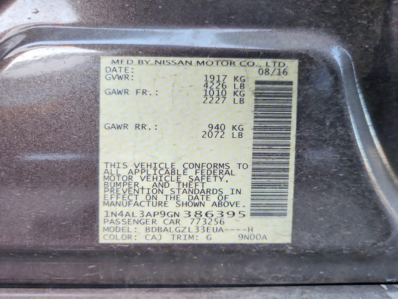 2016 NISSAN ALTIMA