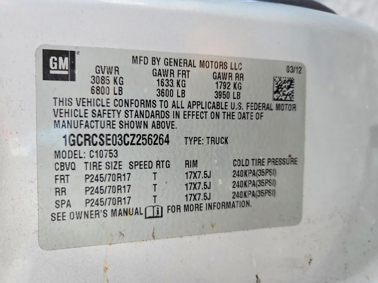 2012 CHEVROLET SILVERADO 1500