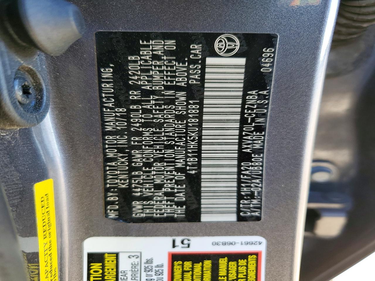 2019 TOYOTA CAMRY