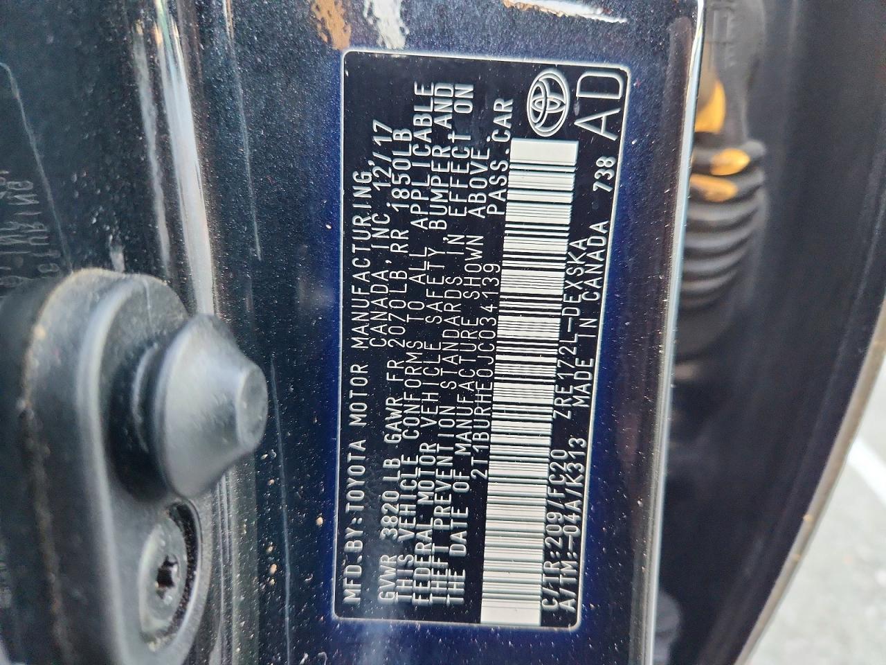 2018 TOYOTA COROLLA