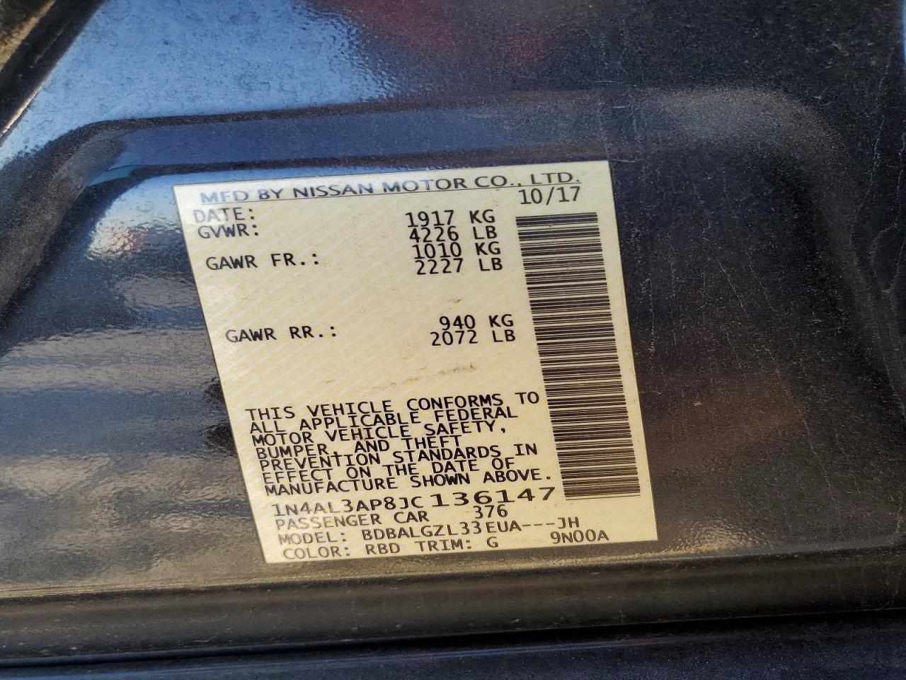 2018 NISSAN ALTIMA