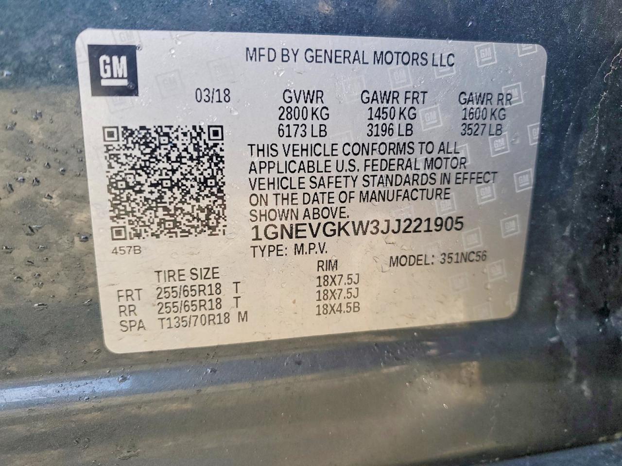 2018 CHEVROLET TRAVERSE