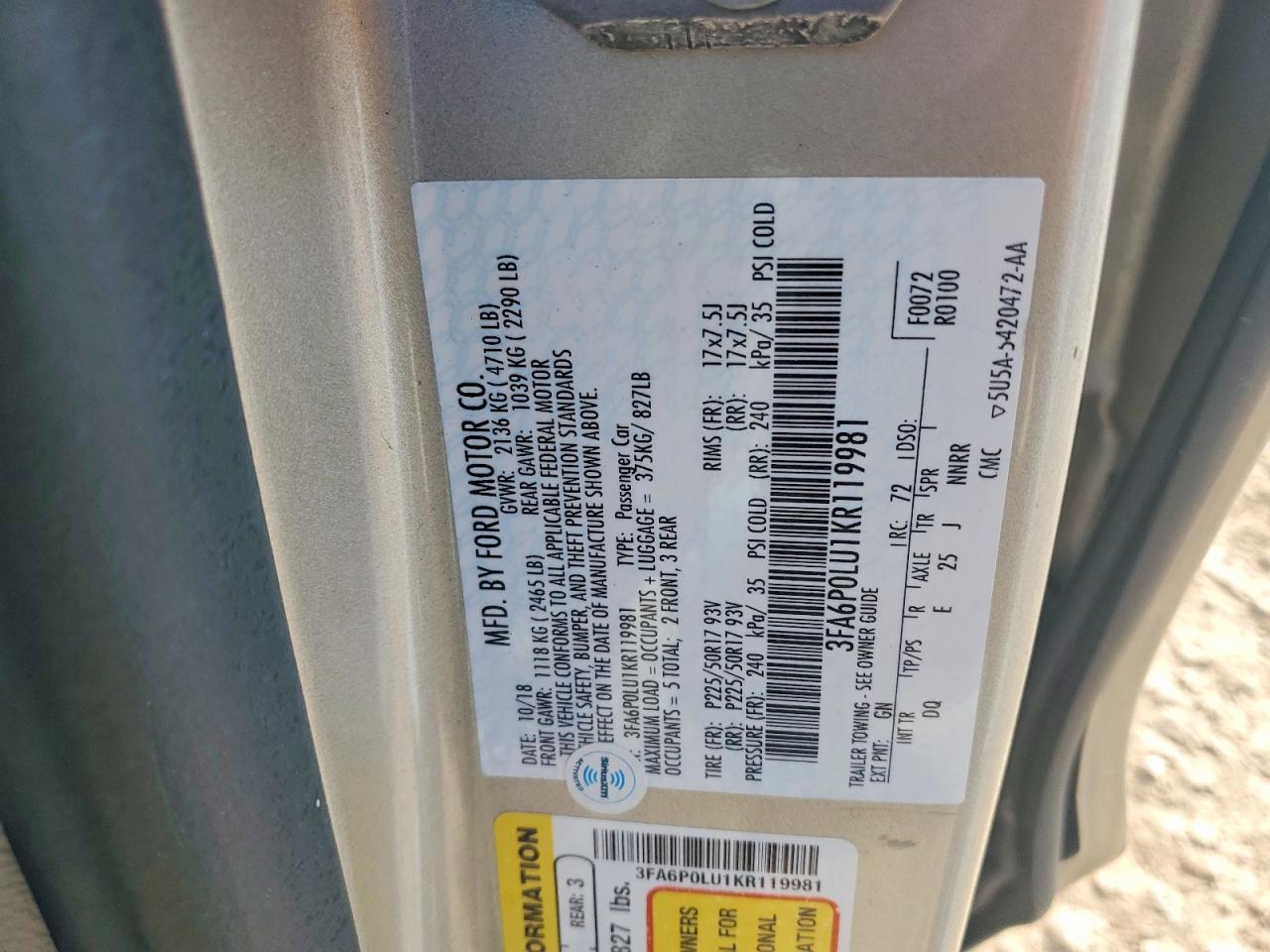 2019 FORD FUSION